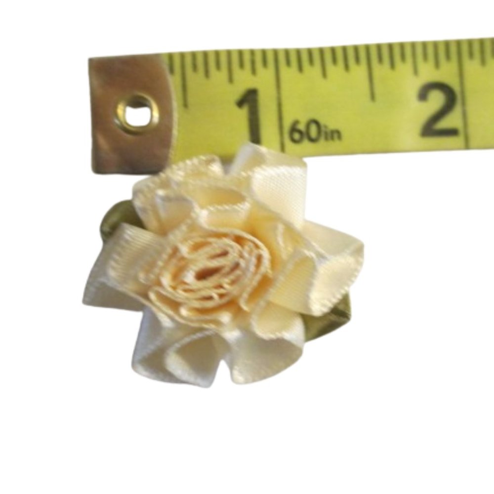 White and Golded Ribbon Rosette 1 1/2 in. 25 ct